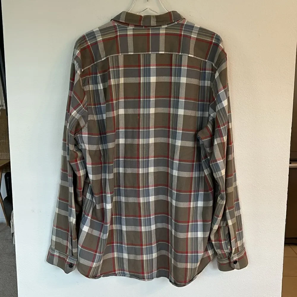 J. Crew Trade & Co Sporting Goods Gray Plaid Button Up Shirt Size XL